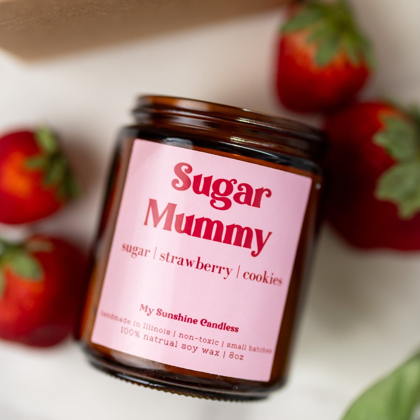 Sugar Mummy Candle – 8 oz Amber Jar Soy Candle – Funny Sweet Gift – Cozy Home Fragrance
