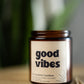 Good Vibes Amber Jar Candle 8 oz – Soy Wax Candle, Clean Burning, Non-Toxic, Handmade