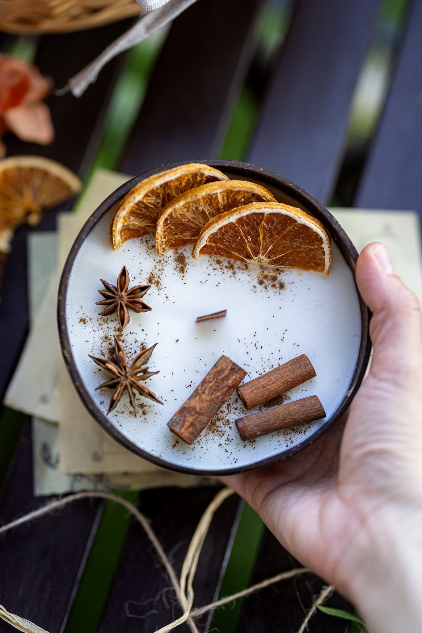 Coconut Candle Bowl – Custom Scented Fall Candle, Holiday Home Decor Gift