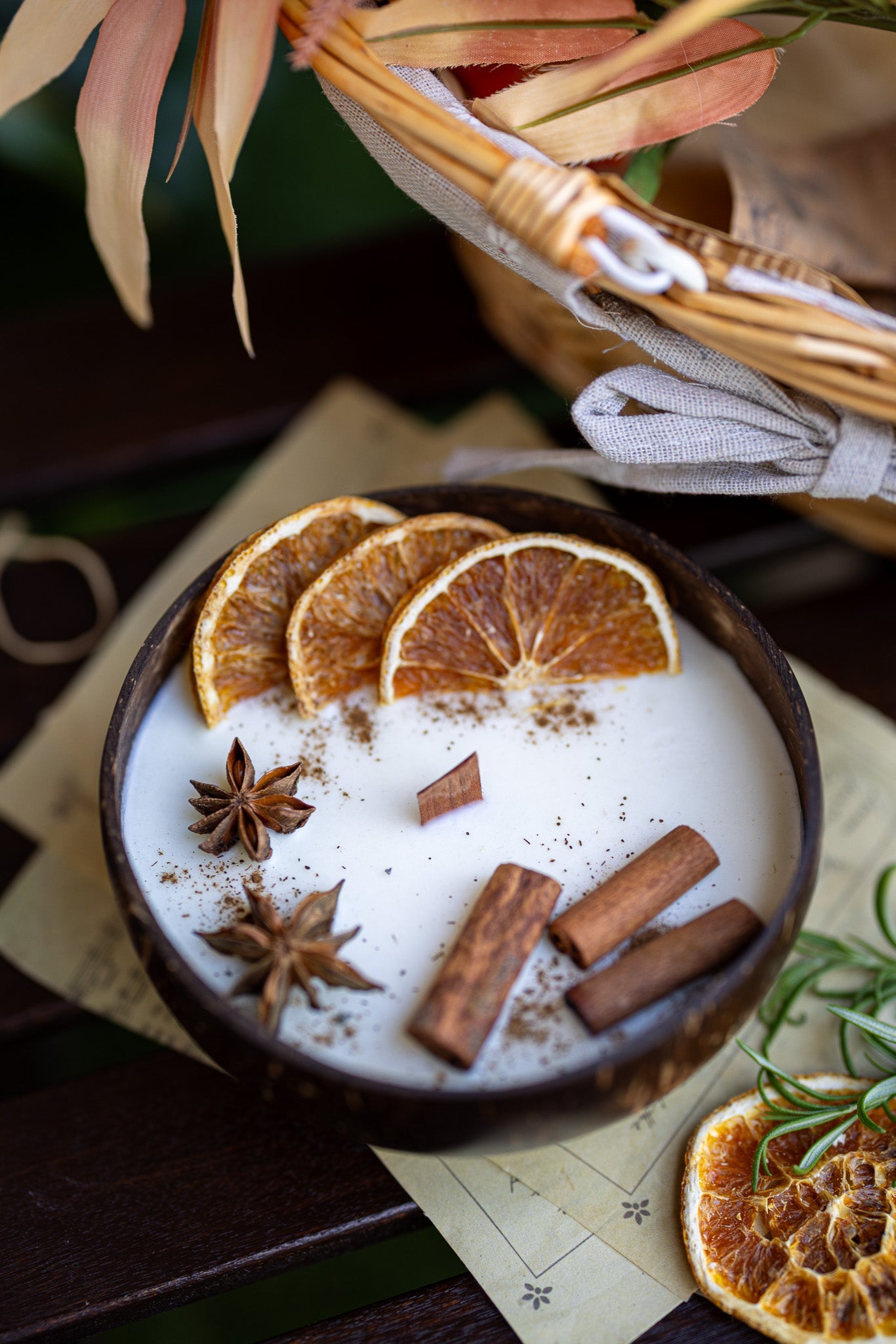 Coconut Candle Bowl – Custom Scented Fall Candle, Holiday Home Decor Gift