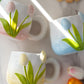 Hand-Painted 3D Tulip Ceramic Coffee Mug (400ml) – Colorful Floral Tea Cup