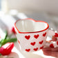 Cute Heart-Shaped Ceramic Mug with Red Heart Design – Romantic Love Gift Cup