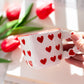 Cute Heart-Shaped Ceramic Mug with Red Heart Design – Romantic Love Gift Cup