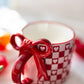 Bowknot Heart Ceramic Mug with Dots Pattern – Romantic Coffee & Tea Cup for Gifts