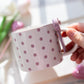 Bowknot Heart Ceramic Mug with Dots Pattern – Romantic Coffee & Tea Cup for Gifts