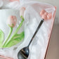 3D Tulip Ceramic Mug with Spoon Gift Set | Hand-Carved Floral Coffee Cup
