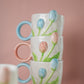 3D Tulip Ceramic Mug with Spoon Gift Set | Hand-Carved Floral Coffee Cup