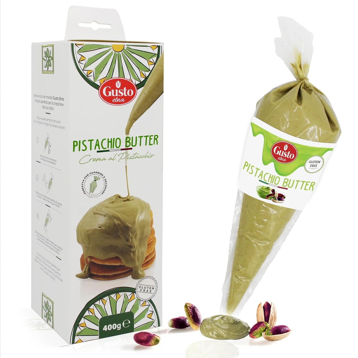Gusto Etna Sicilian Pistachio Butter Cream – Squeeze Pouch – 400g (14.1 oz)