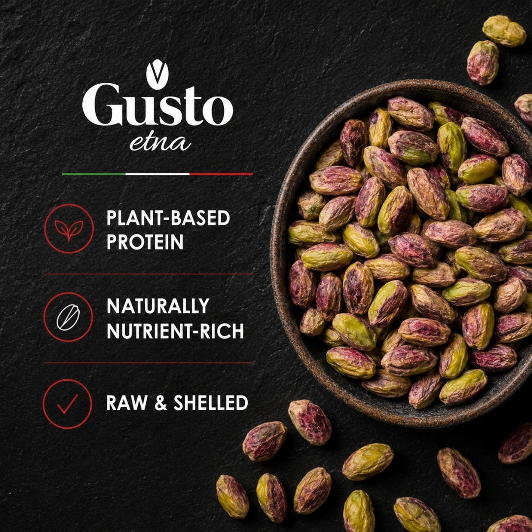 Gusto Etna 100% Sicilian Pistachios from Bronte – Roasted, Shelled, Unsalted, 250g / 8.8 oz