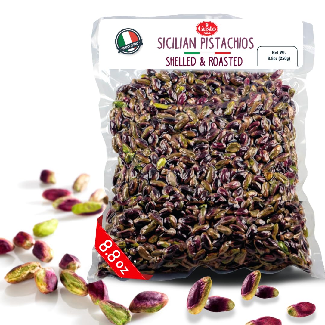 Gusto Etna 100% Sicilian Pistachios from Bronte – Roasted, Shelled, Unsalted, 250g / 8.8 oz