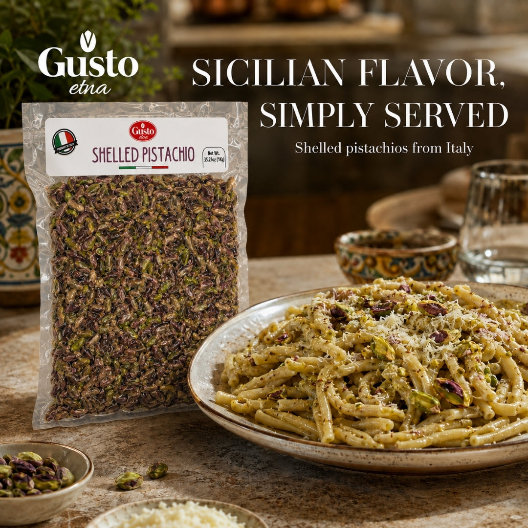 Gusto Etna 100% Sicilian Pistachios from Bronte – Roasted, Shelled, Unsalted, 250g / 8.8 oz