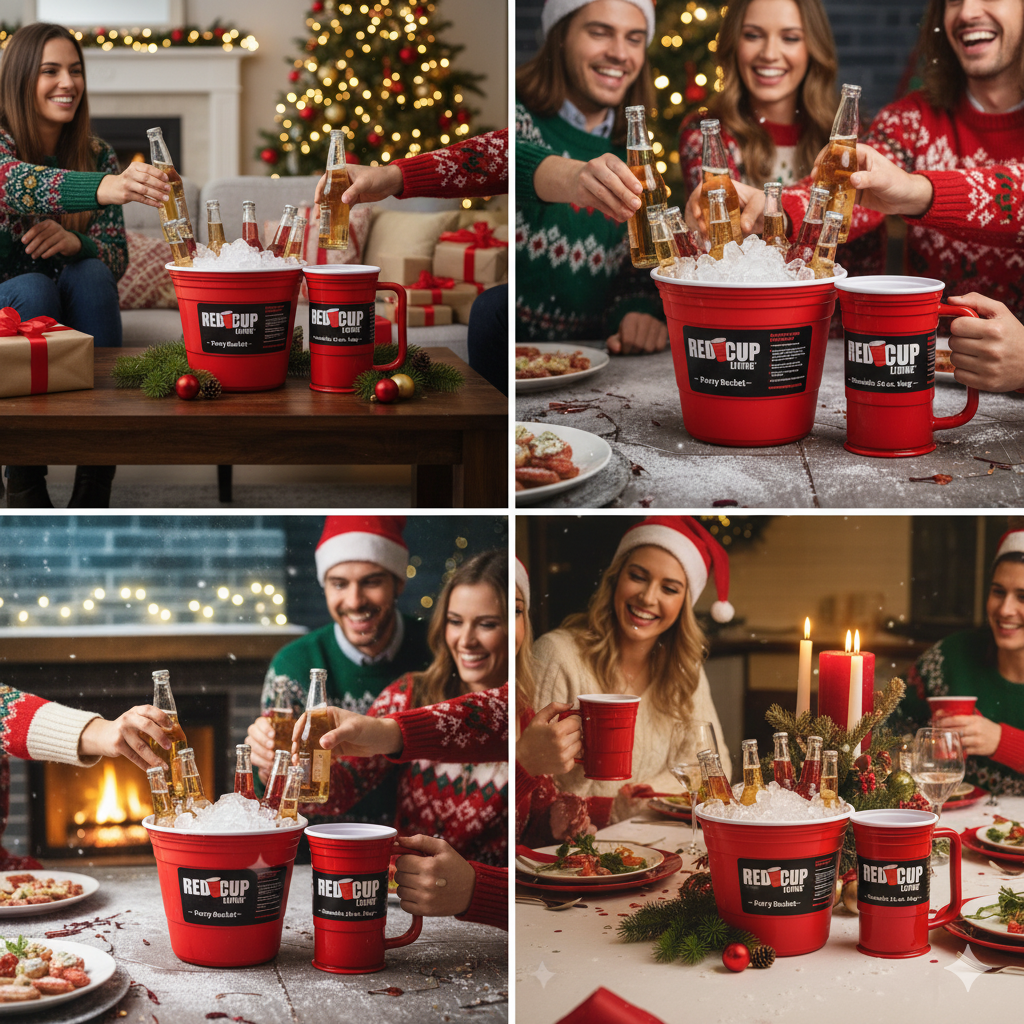 RedCupliving Brew & Bucket Holiday Pack | 2 Party Buckets + 12 Beer Mugs