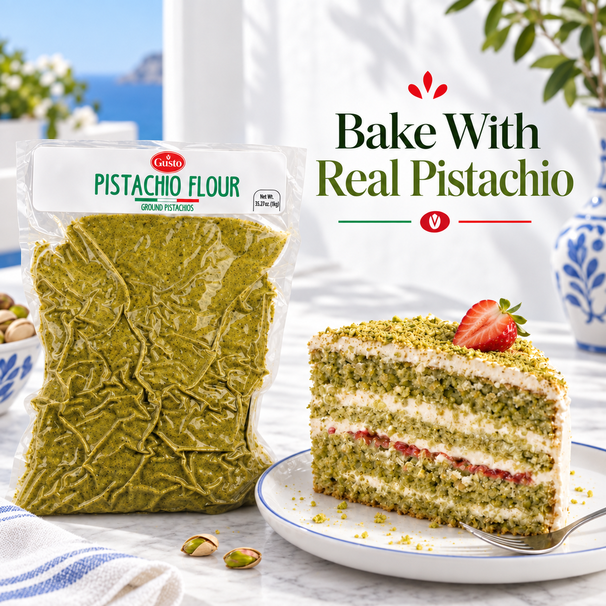 Gusto Etna Sicilian Pistachio Flour – 1 kg (2.2 lb) Bulk