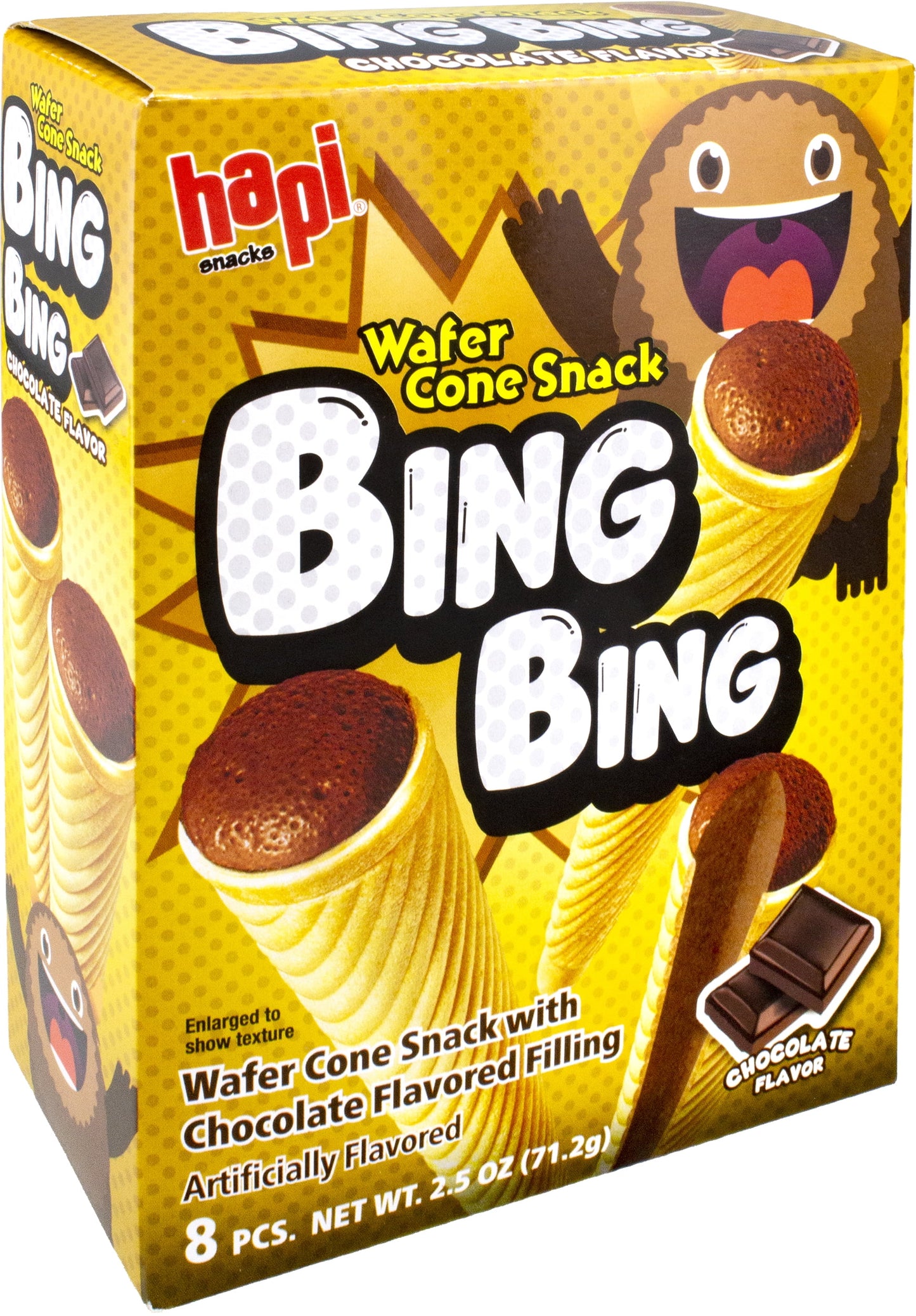 Hapi Bing Bing Crispy Cone Snack, Chocolate Flavor, 2.5 Oz