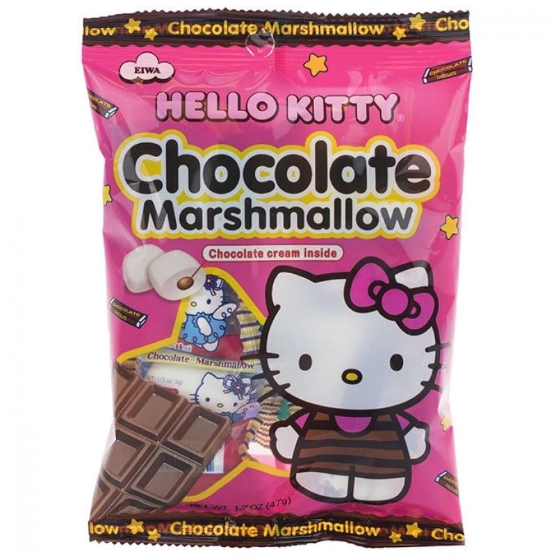 Hello Kitty Marshmallow Soft Chewy Jelly Filled Candy Mango Pineapple Strawberry Blueberry Chocolate Matcha Green Tea Flavors