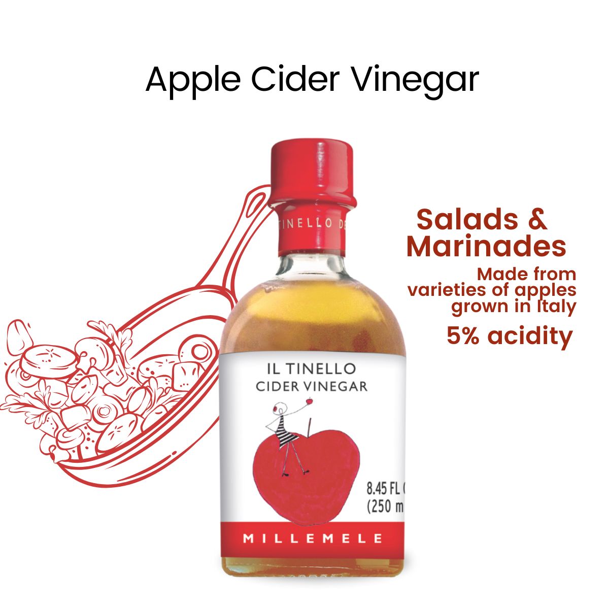 Il Tinello Apple Cider Vinegar Aceto di Mele, (8.45 fl oz) 250ml