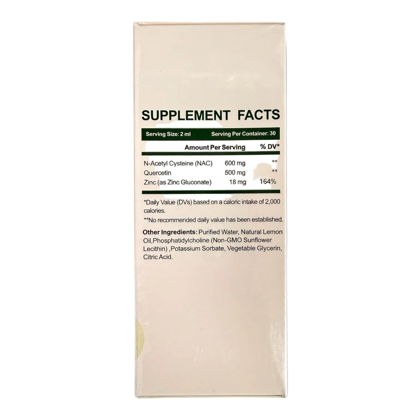 NAC N-Acetyl Cysteine Drops, 600 mg Antioxidant Amino Acid Supplement