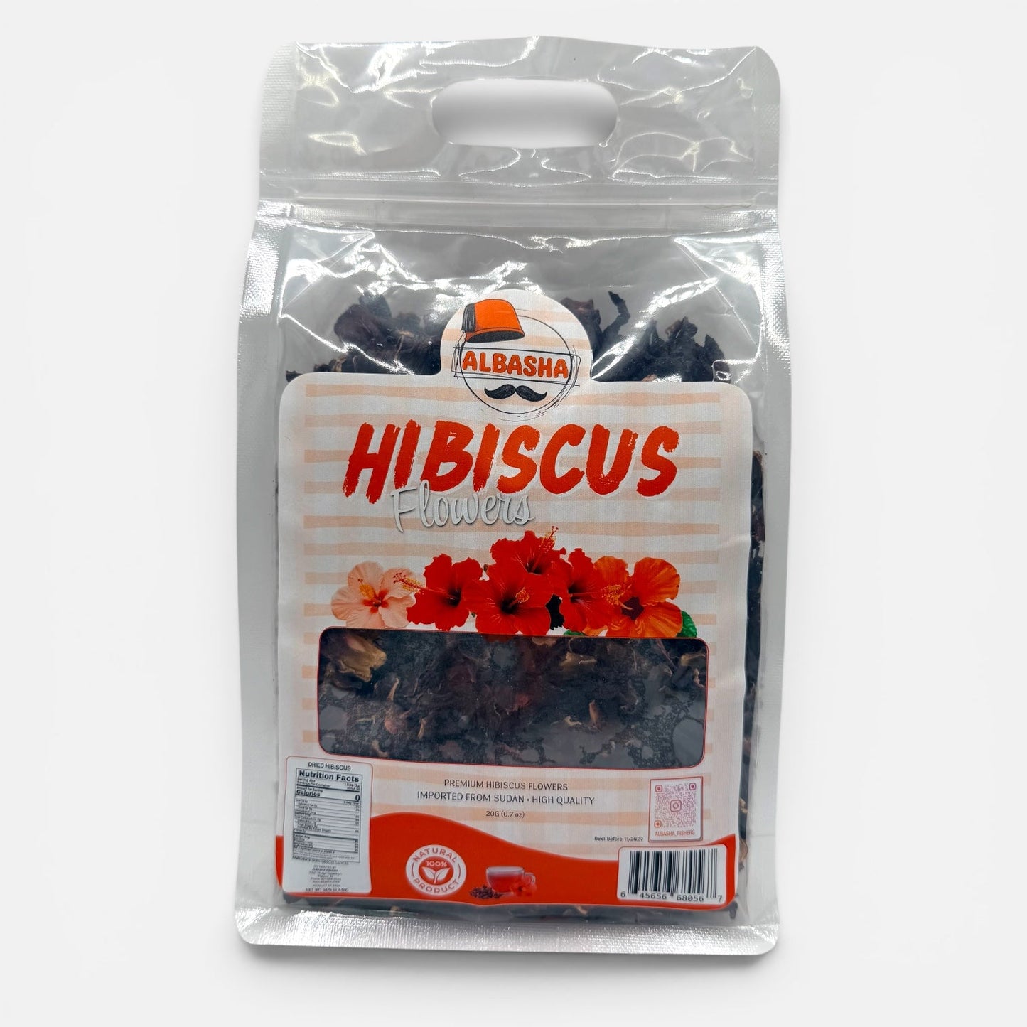 AlBasha Hibiscus Flowers 30g - Premium Sudanese Dried Herbal Tea