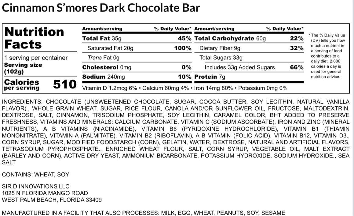 Cinnamon S'mores Chocolate Bar