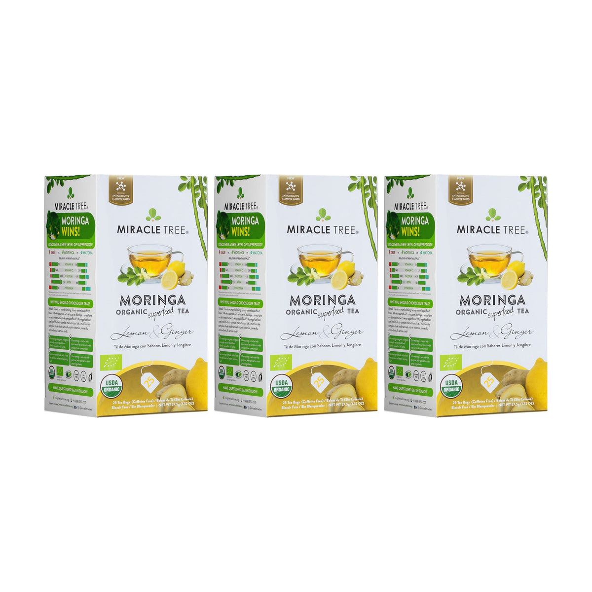 Organic Moringa Tea - Lemon & Ginger - Caffeine-Free Herbal Tea