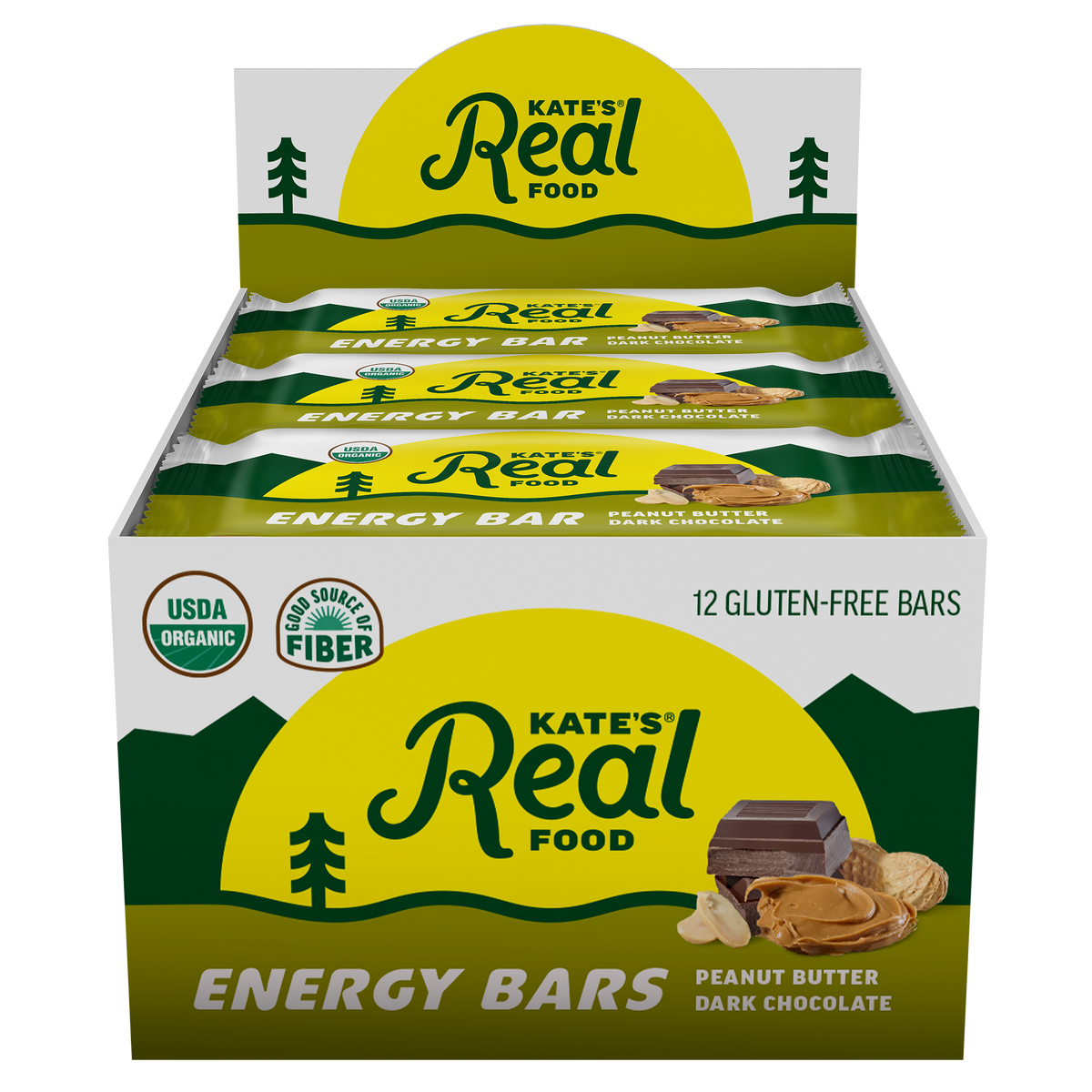 Kate's Real Food Peanut Butter Dark Chocolate Bars - 12pk