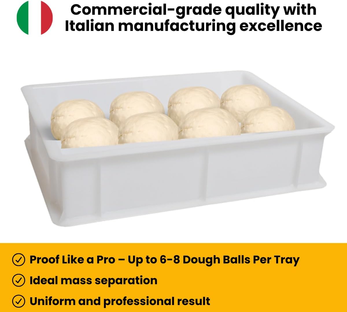L'Oro Del Sud Dough Proofing Box – 2 Pack with Lid, White | Professional Pizza Dough Fermentation Tray Made in Italy