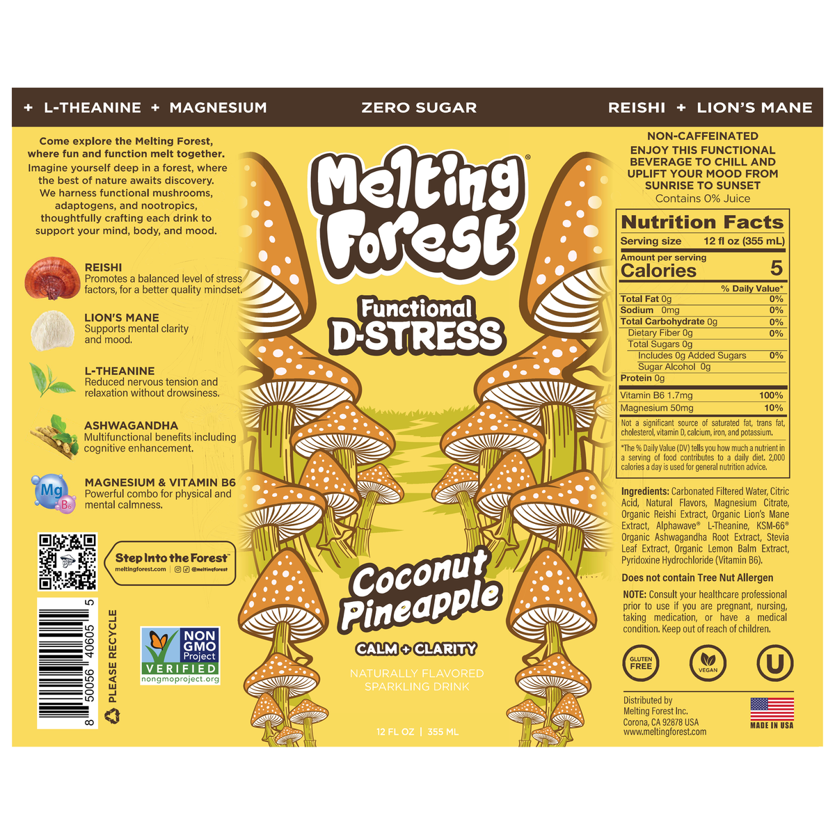 Mushroom D-Stress Drink 12 pack - Coconut Pineapple