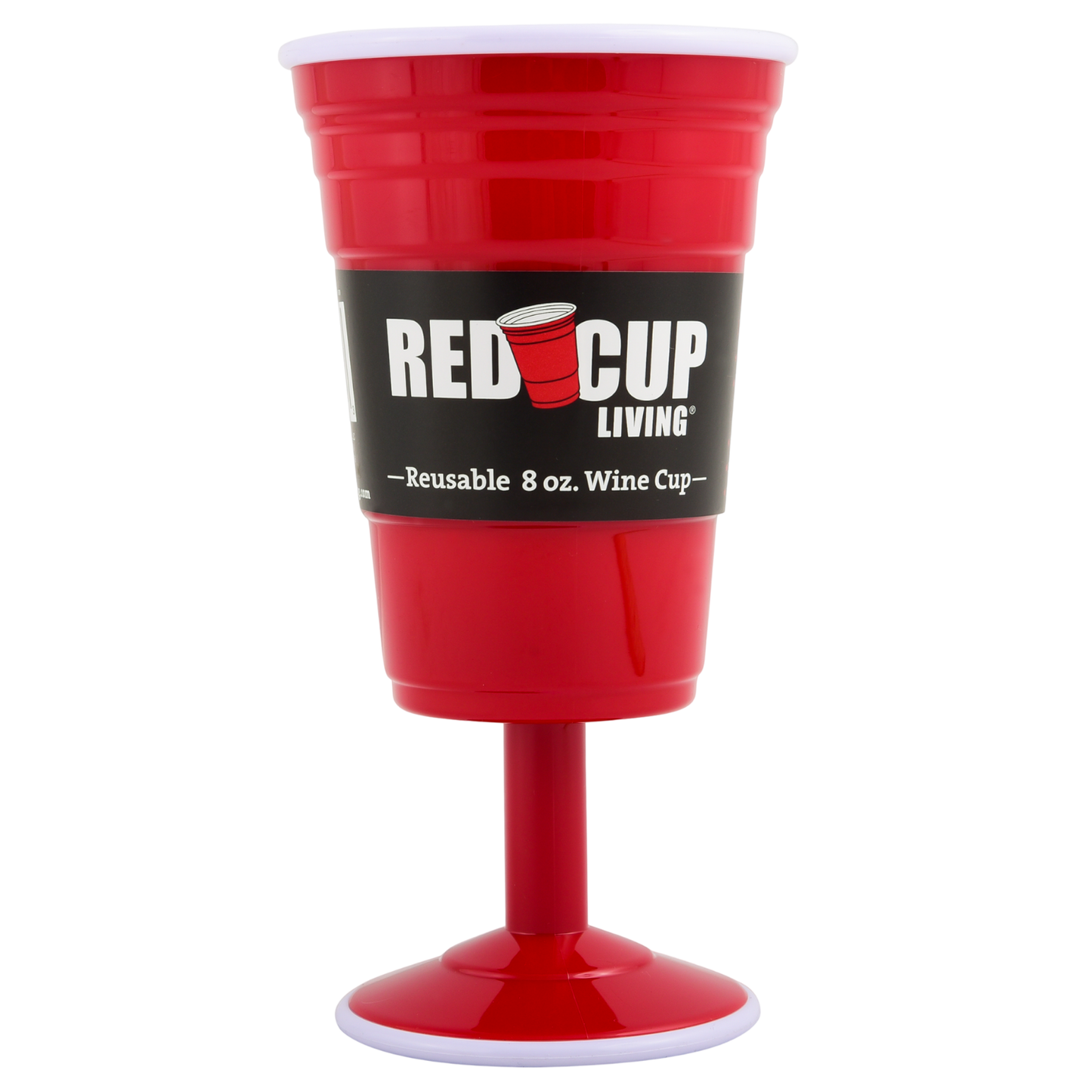 Redcupliving Reusable 8oz Stemmed Red Plastic Wine Cup