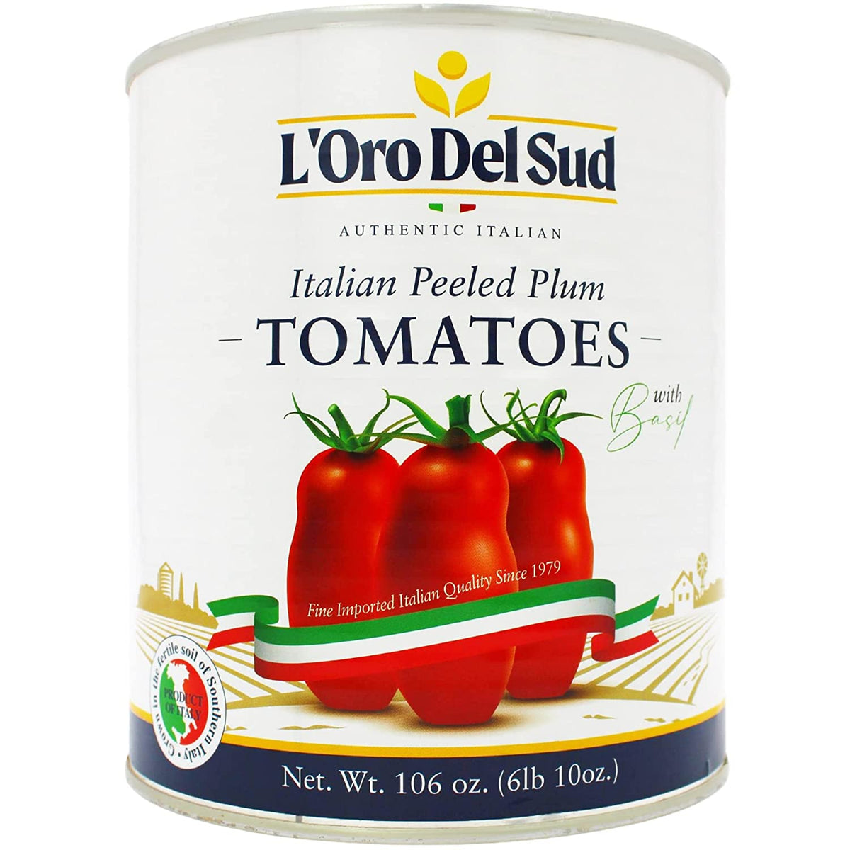 L'Oro Del Sud, Whole Plum Tomatoes with Basil, 6.10 lb