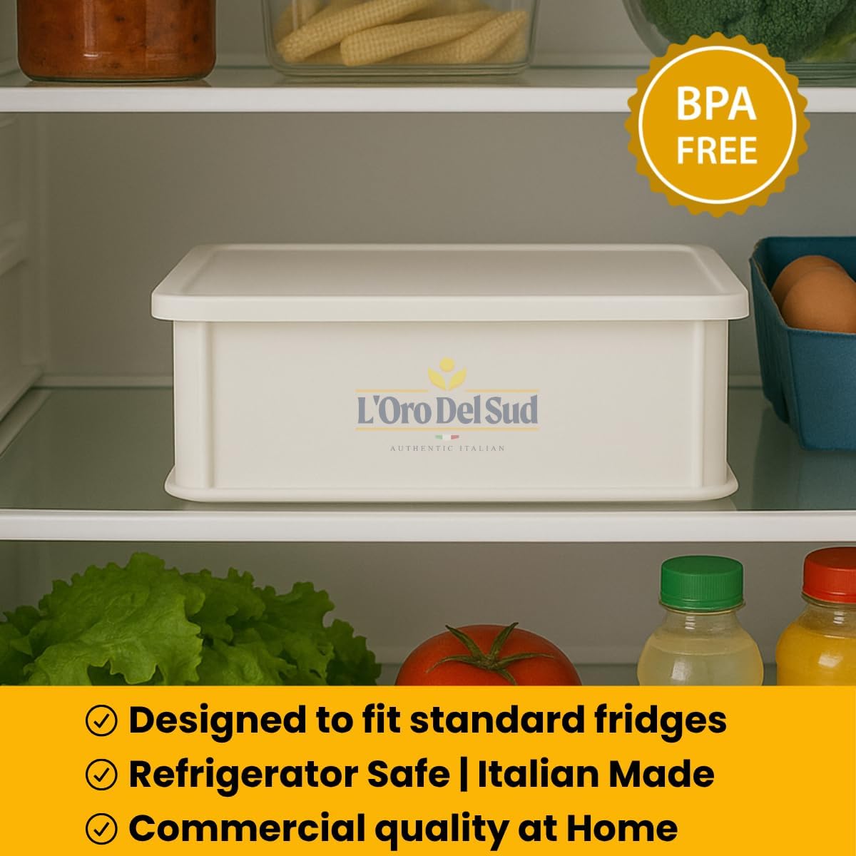 L'Oro Del Sud Dough Proofing Box with Lid (1 Box + 1 Lid) White – Italian Made Professional Quality