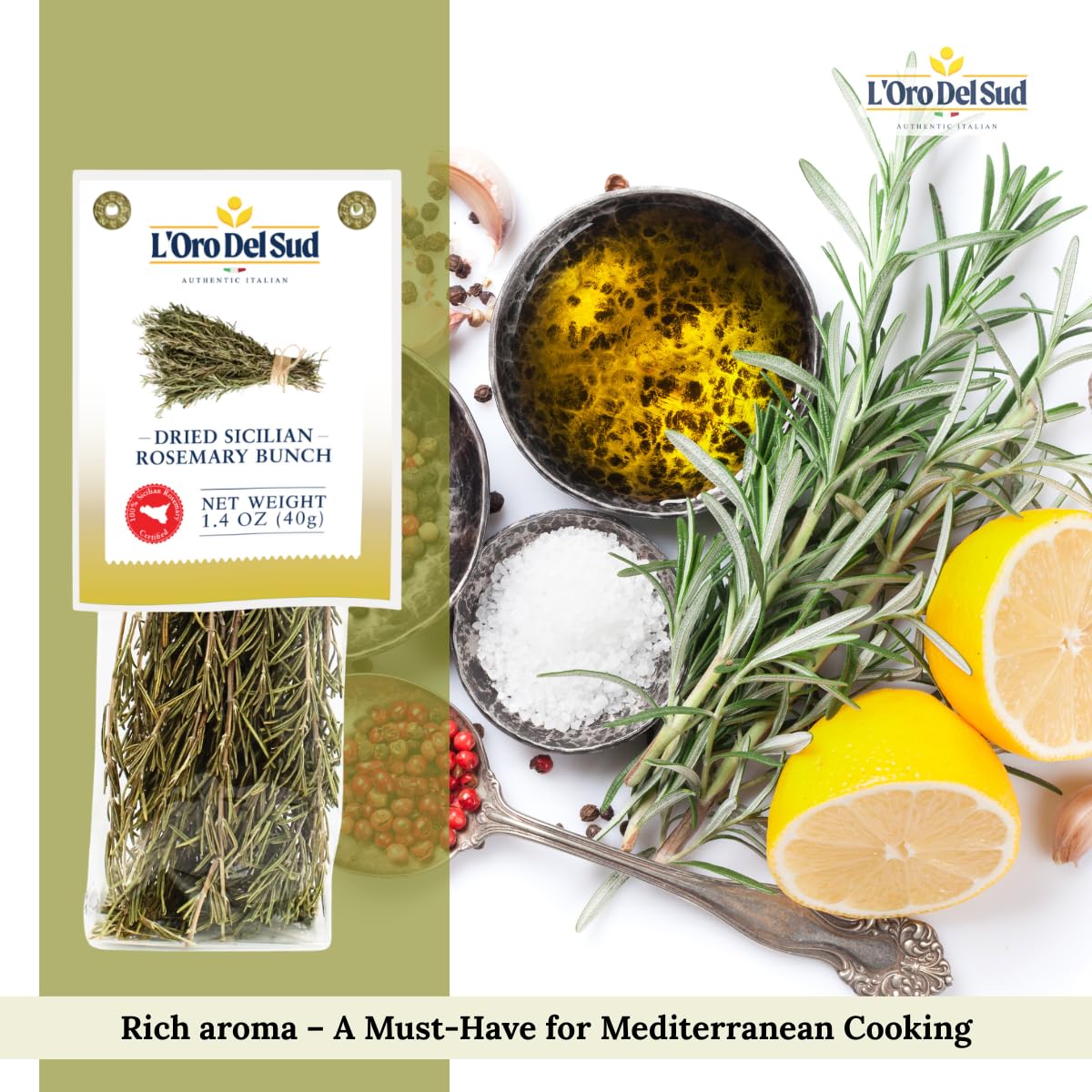 L'Oro Del Sud, Sicilian Rosemary With Stem, 1.41 oz (40 g)