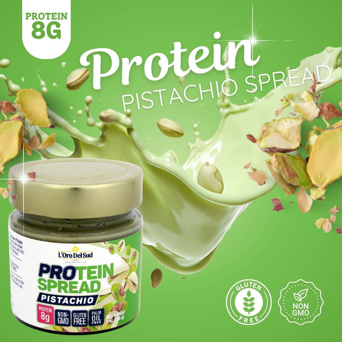L'Oro Del Sud Pistachio Protein Butter Spread 7oz