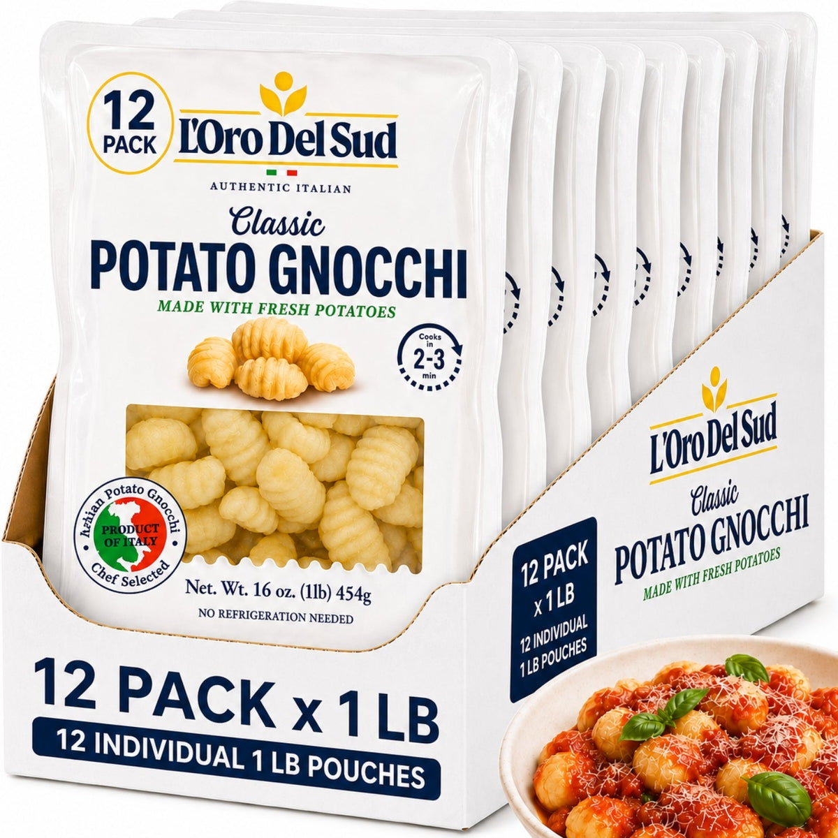 L'Oro Del Sud, Classic Potato Gnocchi, 12 Pack x 1 lb
