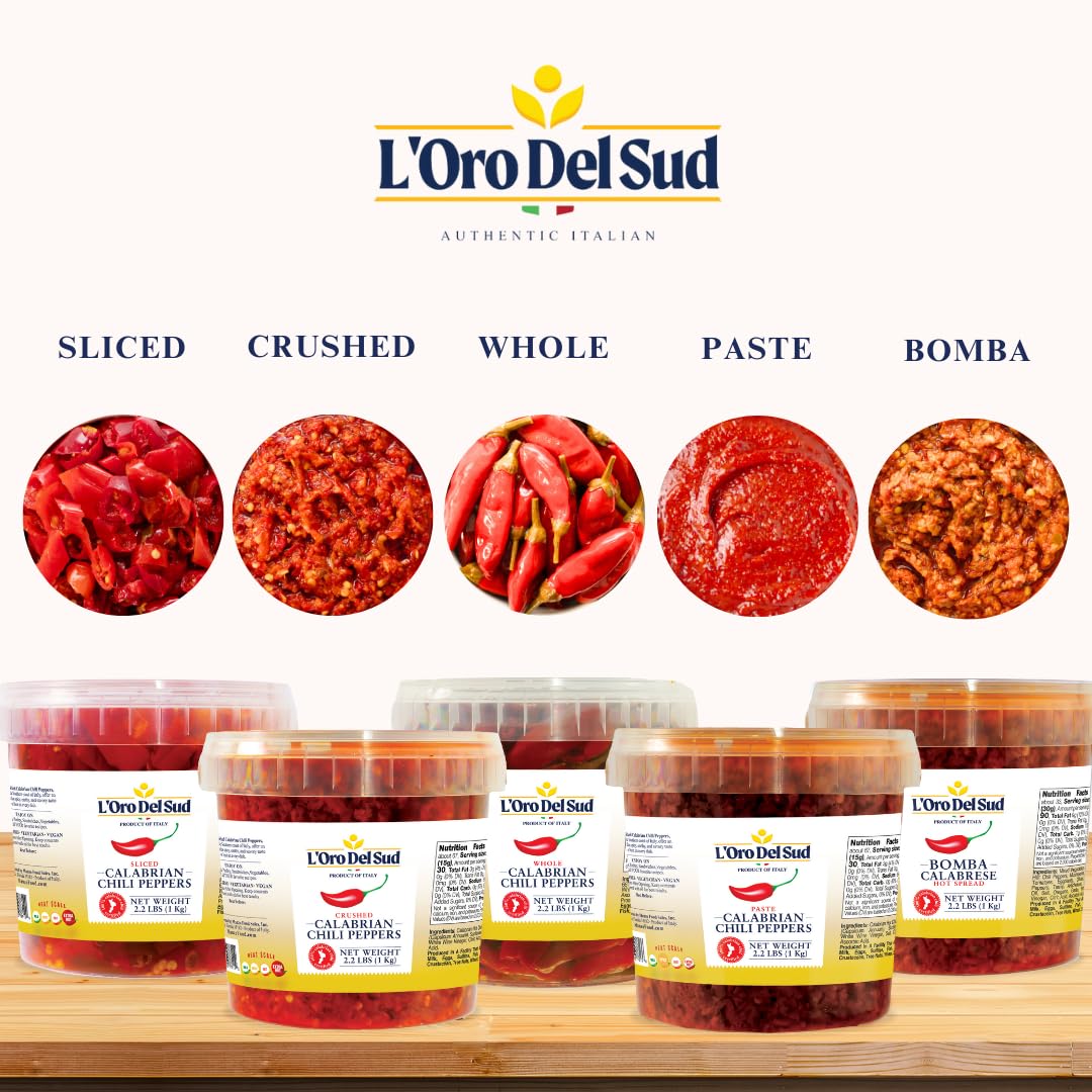 L'Oro Del Sud, Calabrian Bomba Hot Pepper Sauce, 2.2 lb (1 kg)
