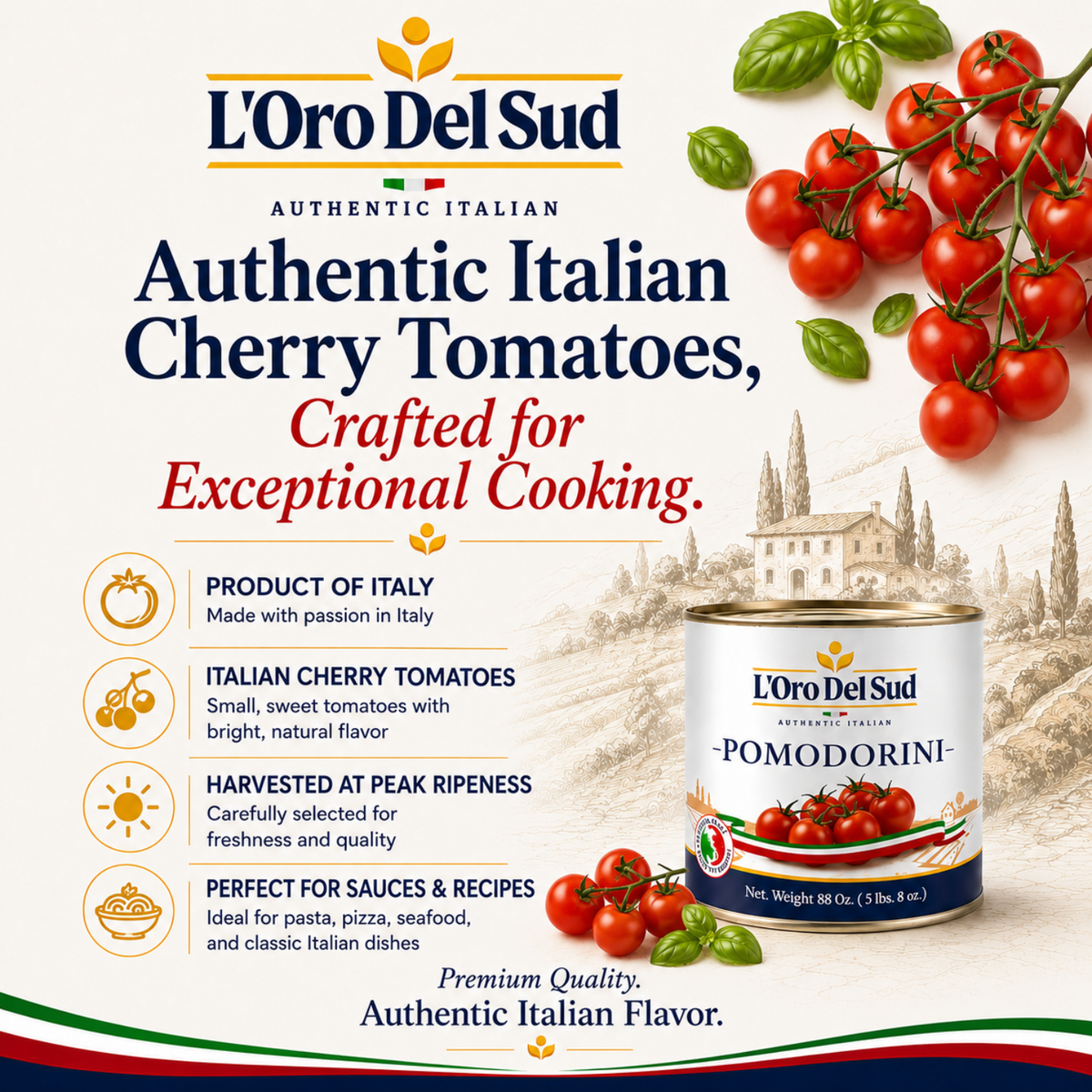 L'Oro Del Sud, Cherry Tomatoes, 88 oz