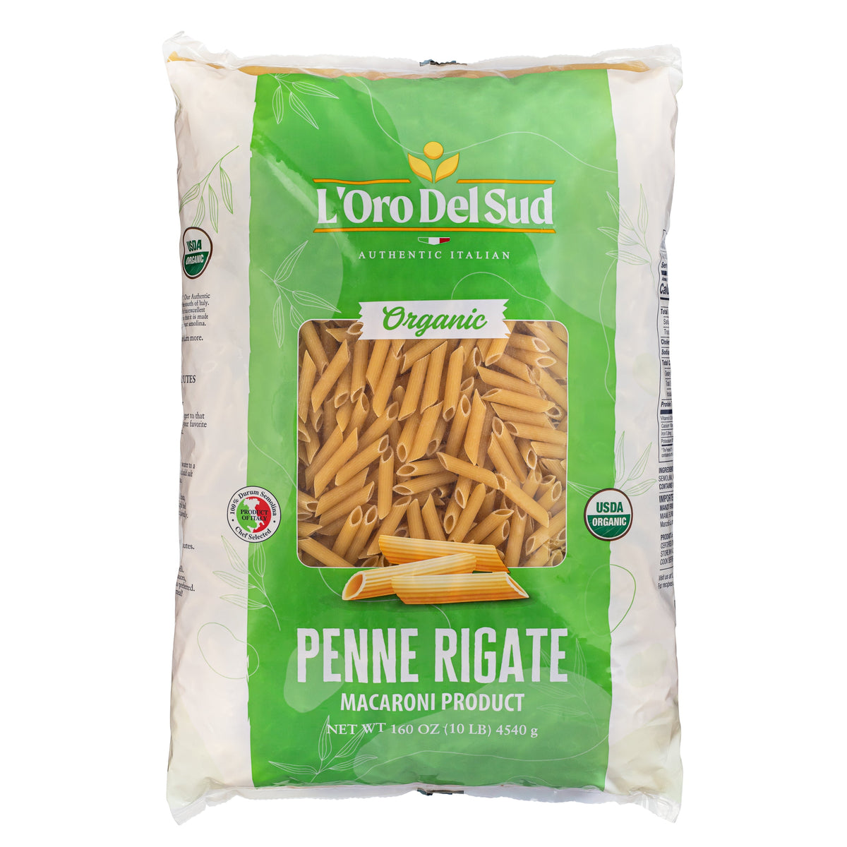 L'Oro Del Sud, Organic Penne Rigate Pasta 2 Pack x 10 lb