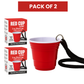 Redcupliving Reusable Red Plastic Shot Cup with Lanyard, 2 oz