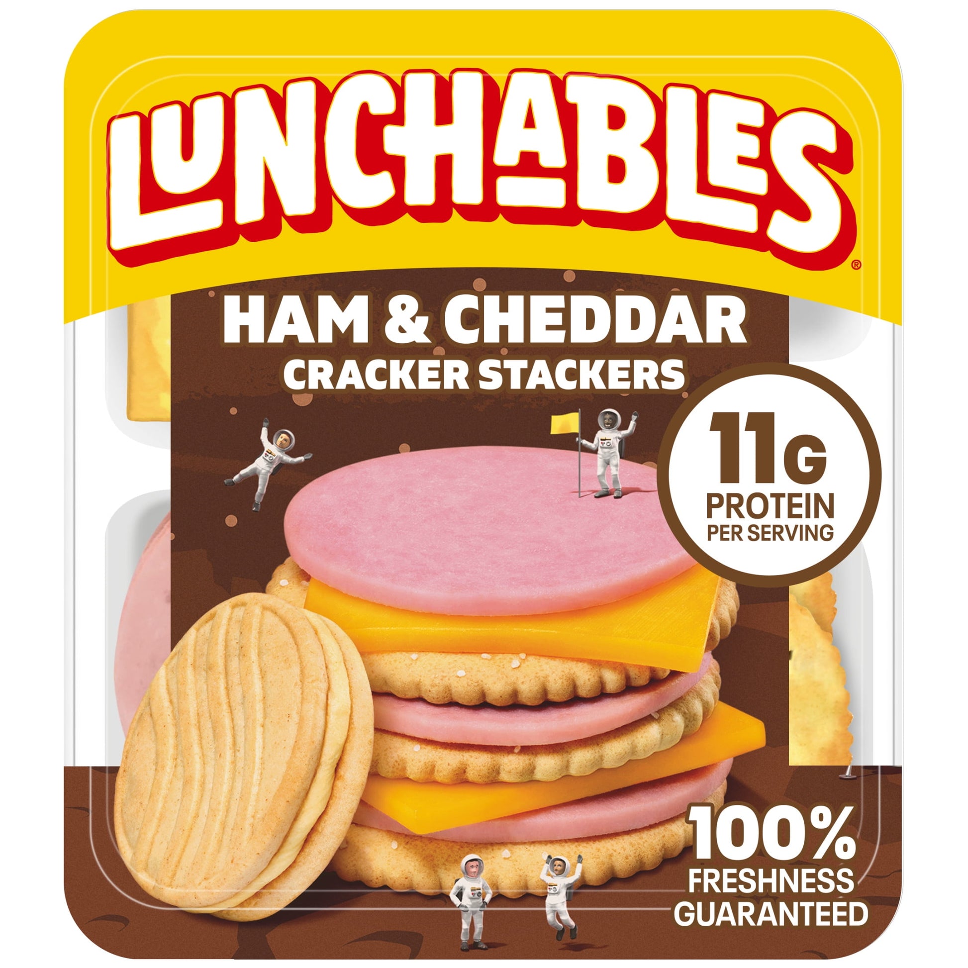 Lunchables Ham & Cheddar Cheese Cracker Stackers Kid Lunch Snack, 3.5 Oz Tray