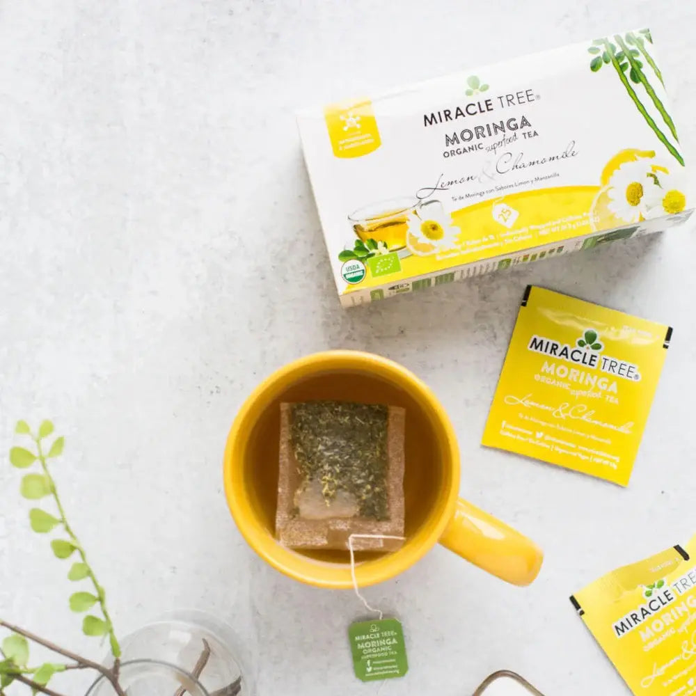 Organic Moringa Tea - Lemon & Chamomile - Caffeine-Free Herbal Tea