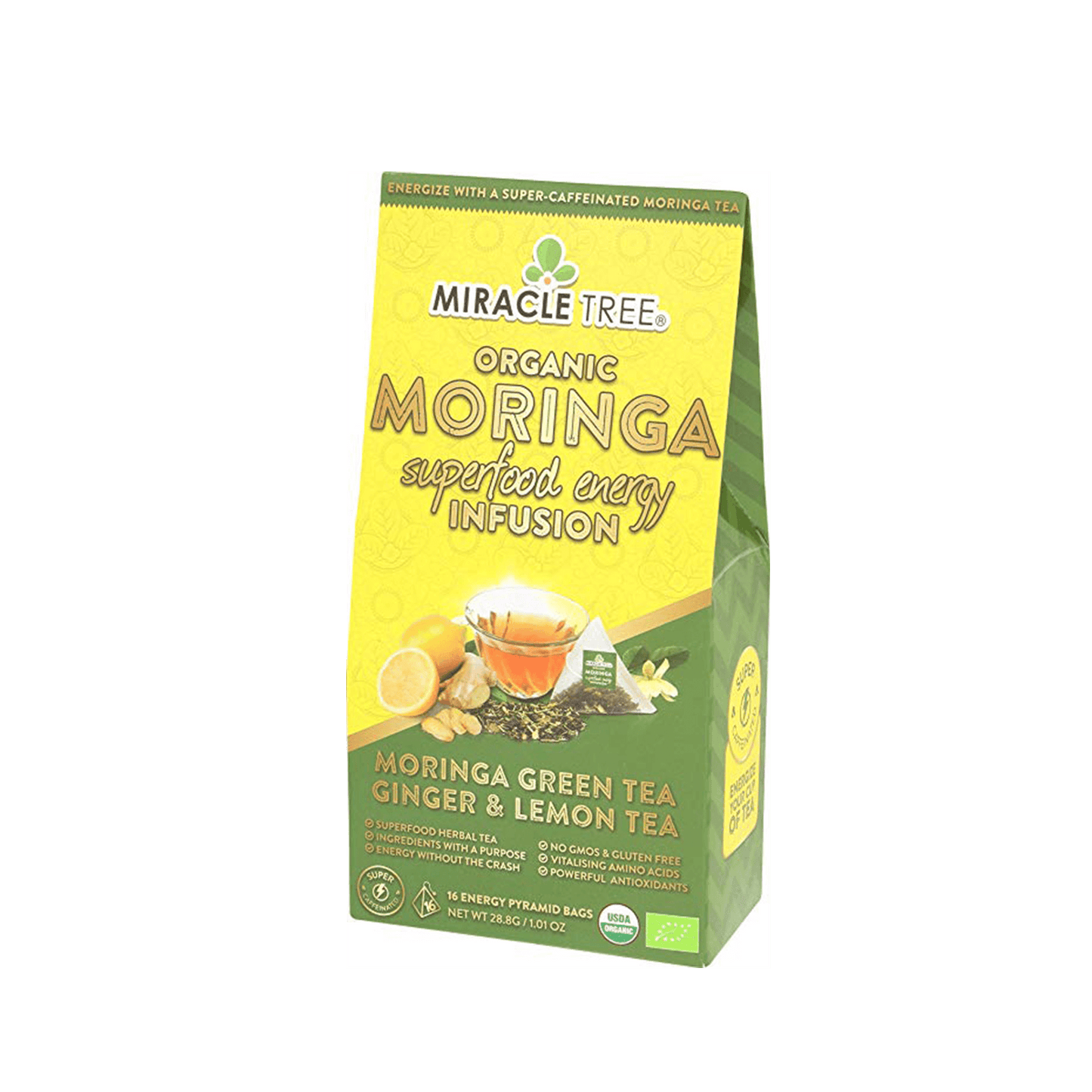 Organic Moringa Energy Tea - Ginger Lemon - Natural Coffee Alternative