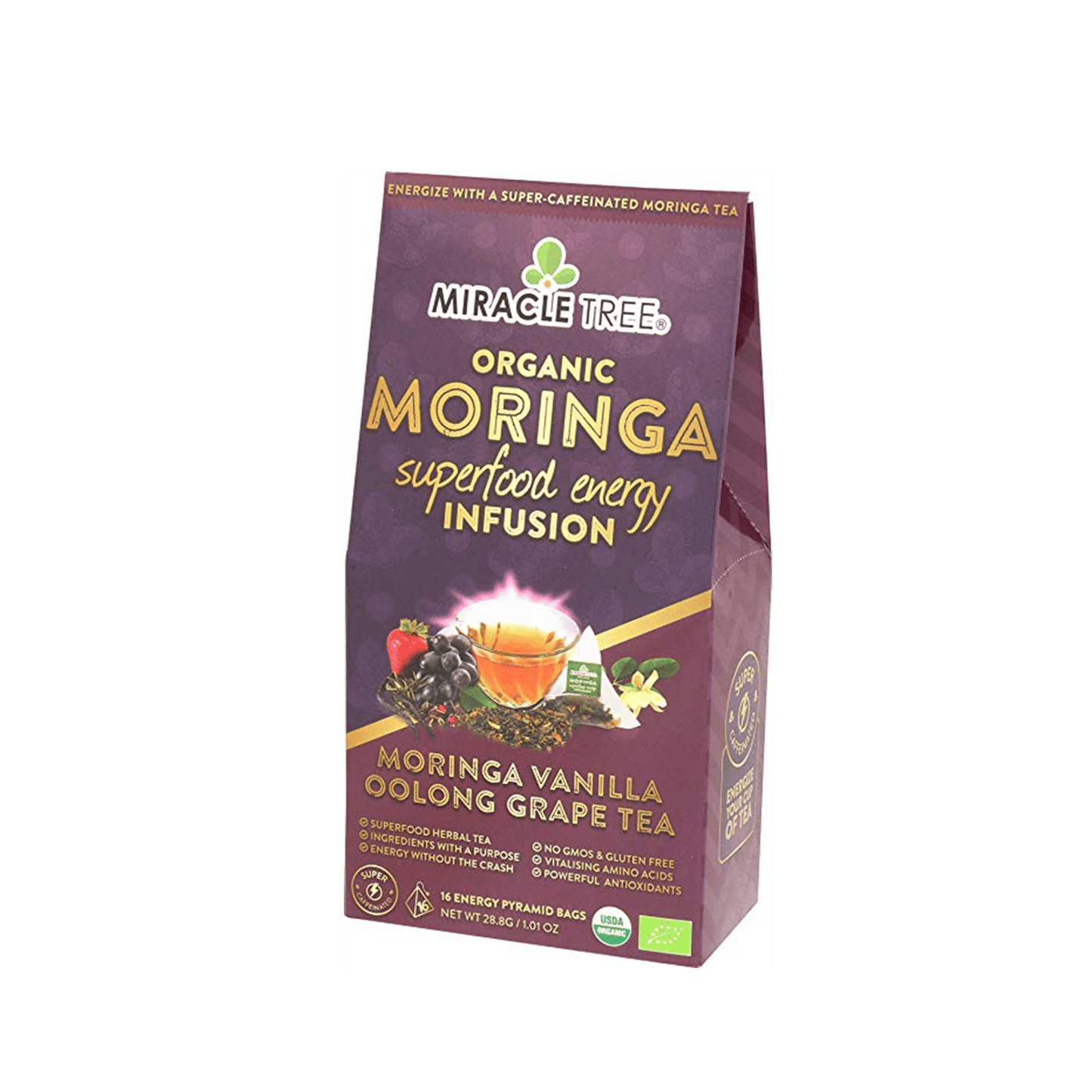 Organic Moringa Energy Tea - Grape Vanilla - Natural Coffee Alternative