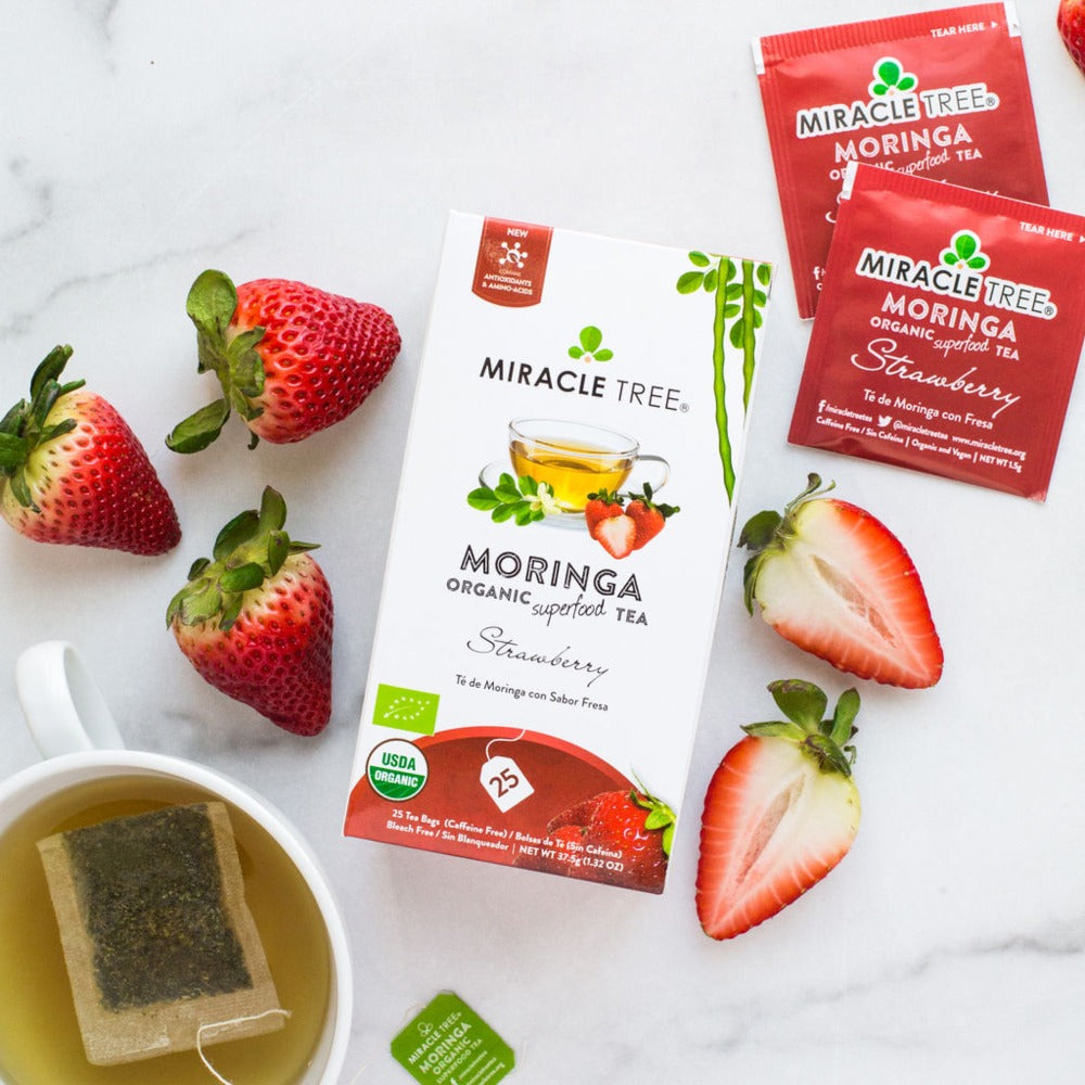 Organic Moringa Tea - Strawberry - Caffeine-Free Herbal Tea