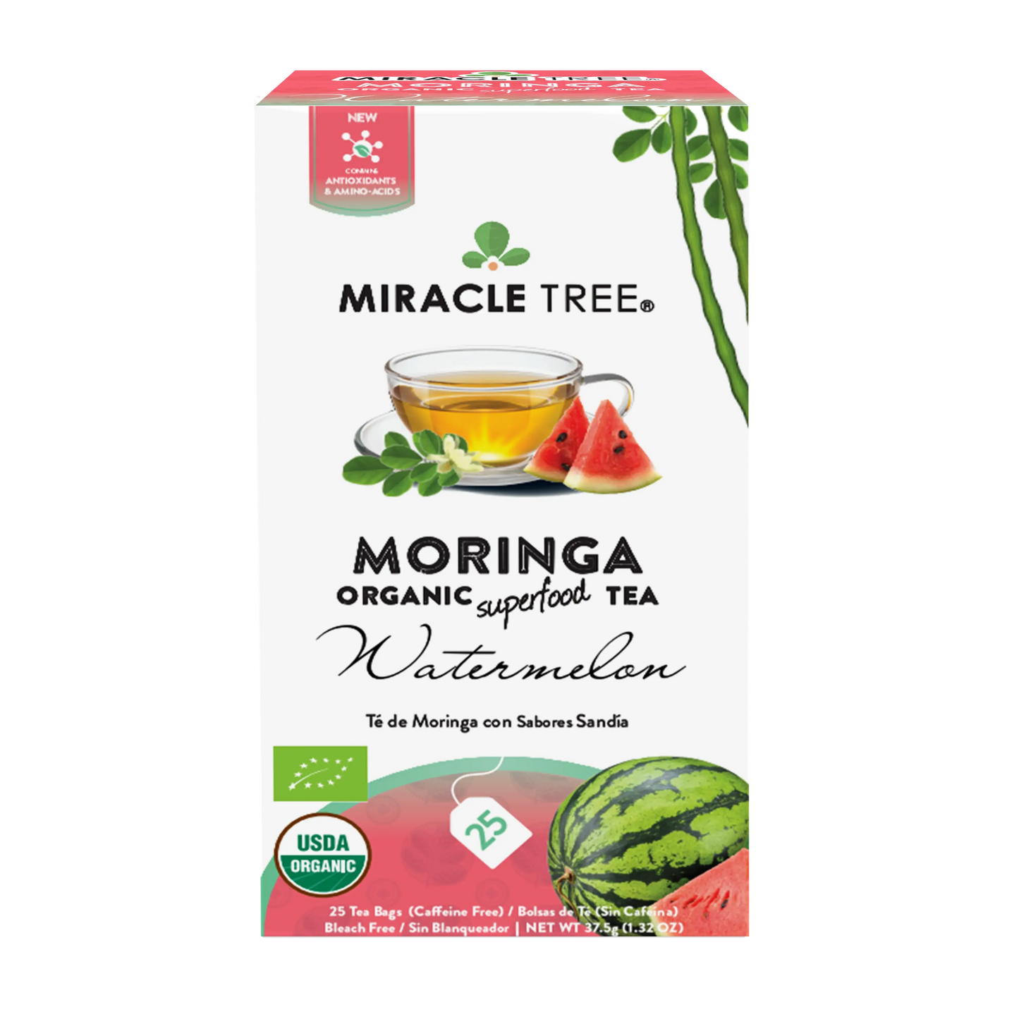 Organic Moringa Tea - Watermelon - Caffeine-Free Herbal Tea