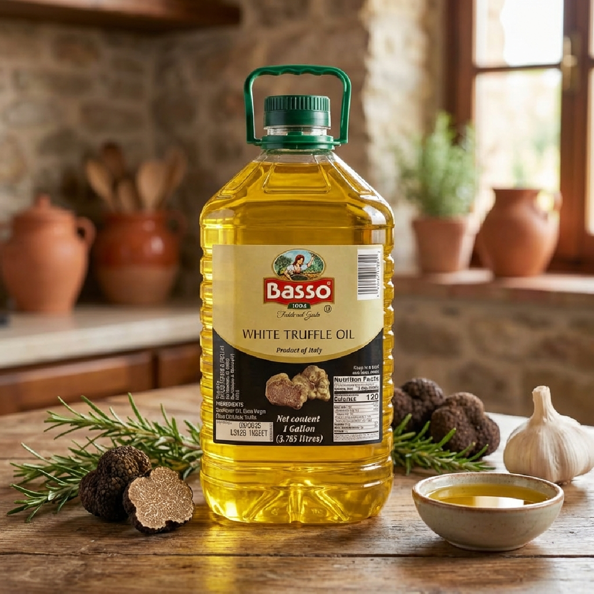 Basso 1904 White Truffle Infused Extra Virgin Olive Oil – Foodservice – 1 Gallon (3.785 L)