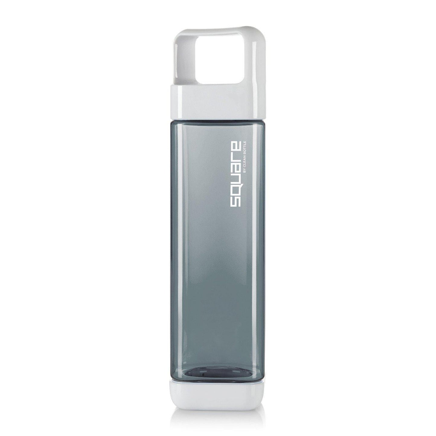 Clean Bottle Square Water Bottle 25oz, BPA-Free Plastic, Clear, Model PSQ-INF-CLEAR, Leak Proof with Carabiner Lid