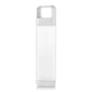 Clean Bottle Square Water Bottle 25oz, BPA-Free Plastic, Clear, Model PSQ-INF-CLEAR, Leak Proof with Carabiner Lid