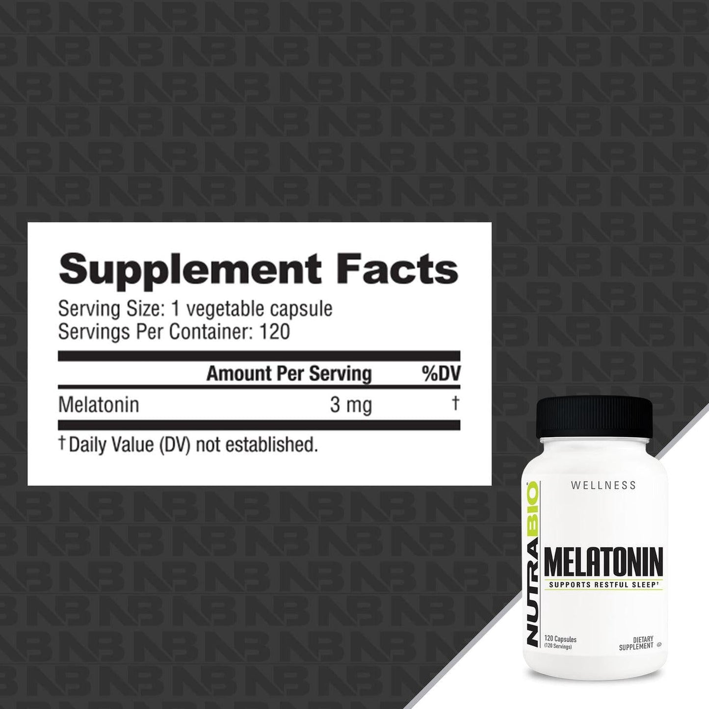 NutraBio Melatonin 120 Capsules