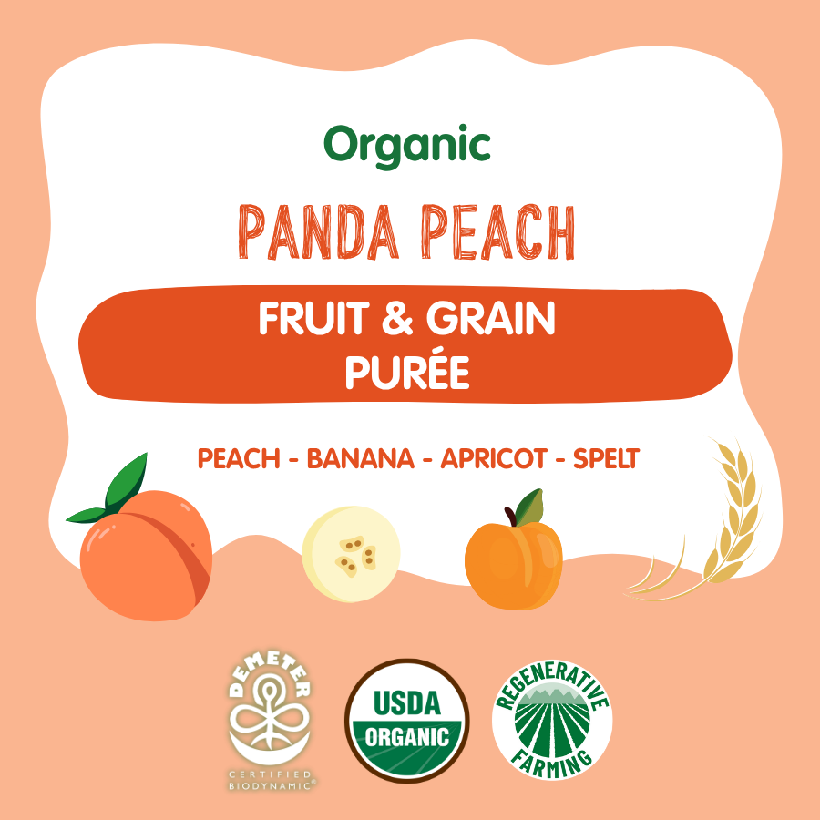 Holle Organic Panda Peach - Fruit & Grain Purée Pouches