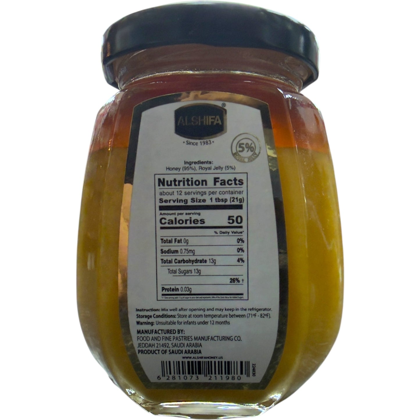 Alshifa Honey – Royal Jelly in Pure Honey 5% 250g