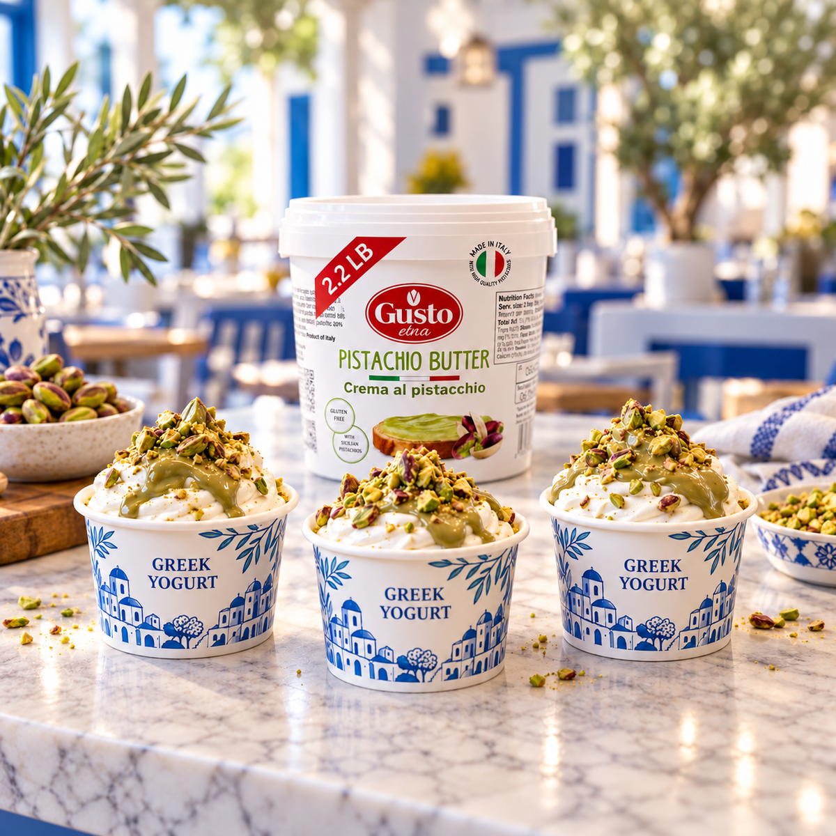 Gusto Etna Sicilian Pistachio Cream Butter – 35% Pistachio – 1 kg (2.2 lb)